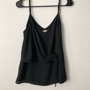 Black side tie spaghetti strap blouse